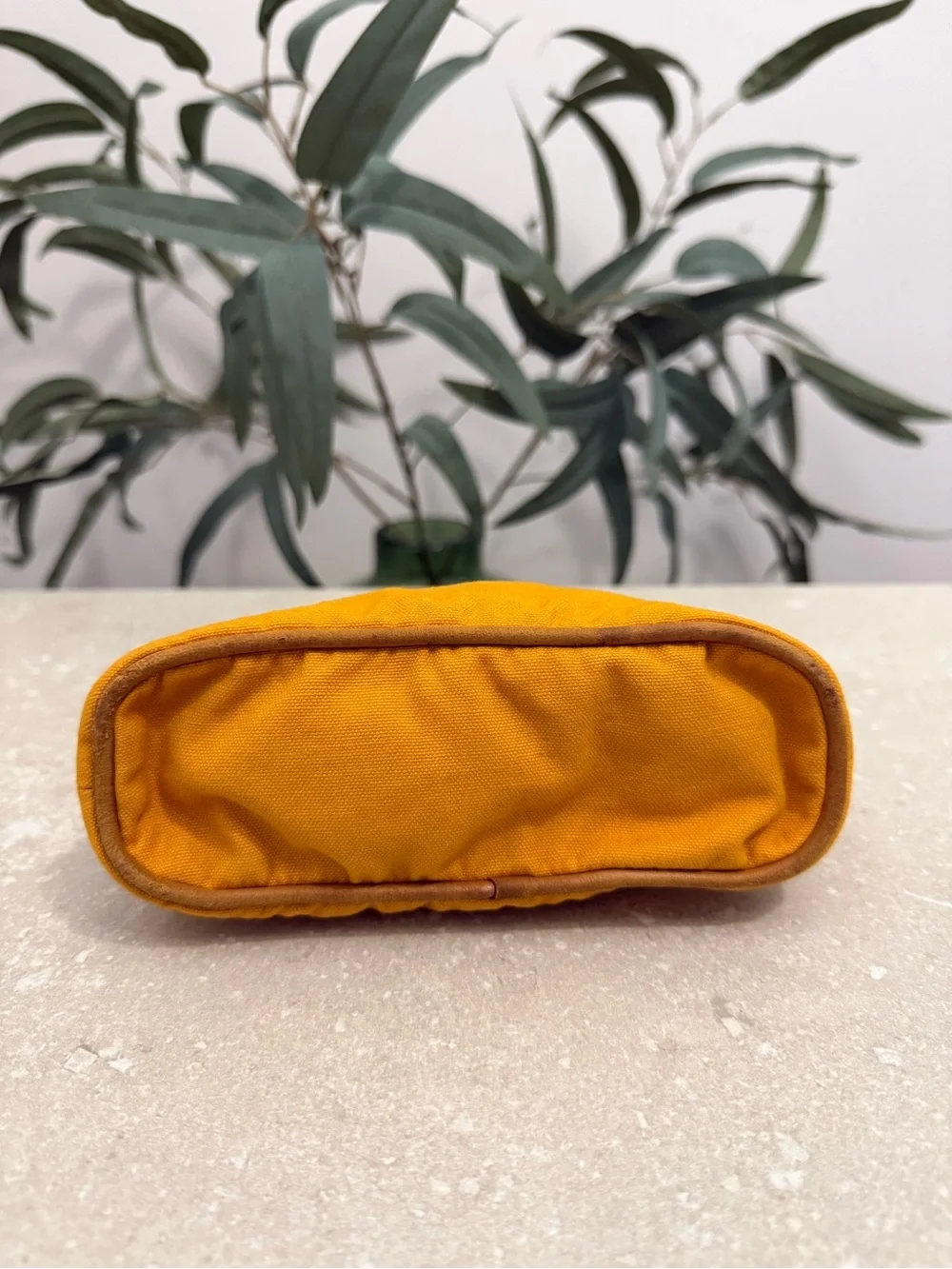 Hermes Bolide Pouch MM Yellow Canvas Travel Cosmetic Bag